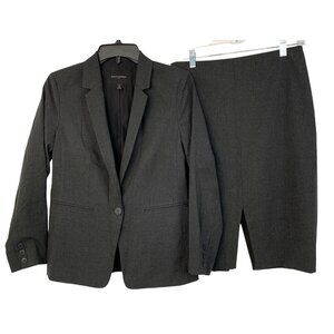 Banana Republic Womens 2-Piece Charcoal Skirt Suit Size 4P Petite 8805 EUC